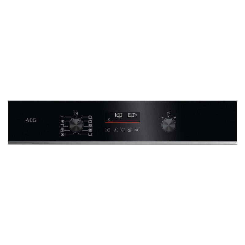 AEG 60cm Pyrolytic Oven with SteamBake (5000 Series) - Black w/ Stainless Steel Trim