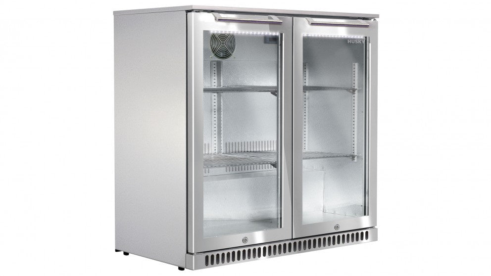 Husky 190 Litre Alfresco Double Glass Door Drinks Chiller - Stainless Steel
