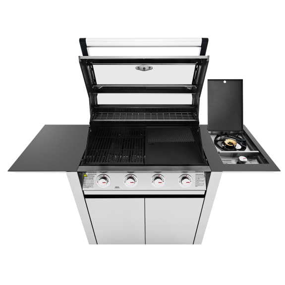 BeefEater 1600 Series 4 Burner BBQ & Trolley with Side Burner - Stainless Steel