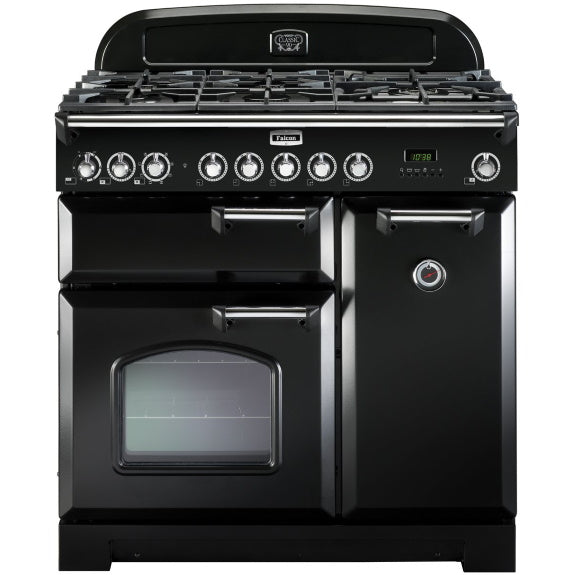Falcon 90cm Classic Deluxe Dual Fuel Cooker - Black/Chrome