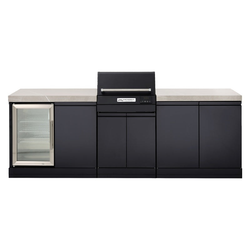 Crossray eXtreme Electric Outdoor Kitchen with 2 Door Fridge and Sink - Grey