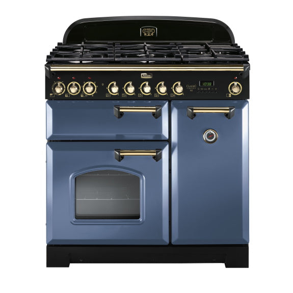 Falcon 90cm Classic Deluxe Dual Fuel Range Cooker - Blue Stone/Brass