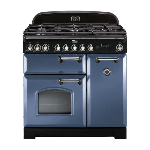 Falcon 90cm Classic Deluxe Dual Fuel Cooker - Stone Blue Chrome
