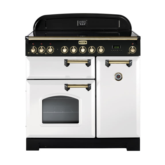 Falcon 90cm Classic Deluxe Induction Range Cooker - White Brass