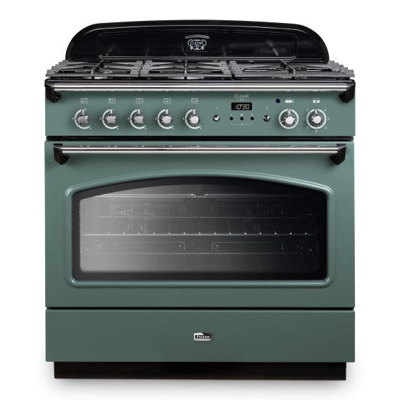 Falcon 90cm Dual Fuel Range Cooker - Green & Chrome