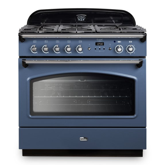 Falcon 90cm Dual Fuel Range Cooker - Blue & Chrome