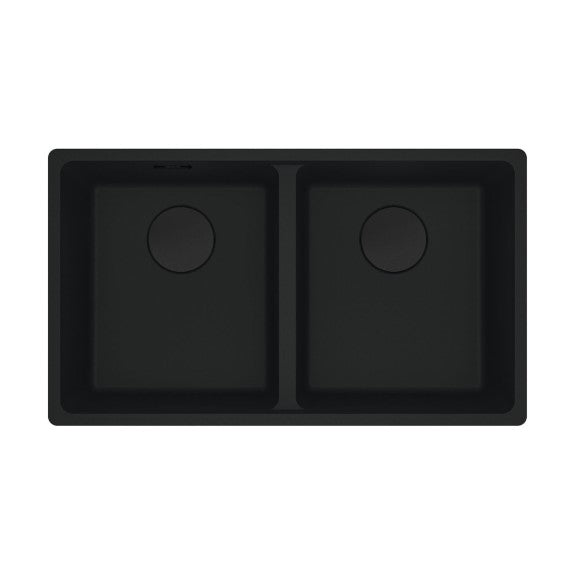 Franke 350mm Double Bowl Undermound Sink with Drainer - Matte Black