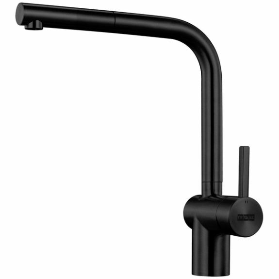 Franke Atlas Neo Gooseneck Swivel Pull - Out Mixer Tap Black Steel