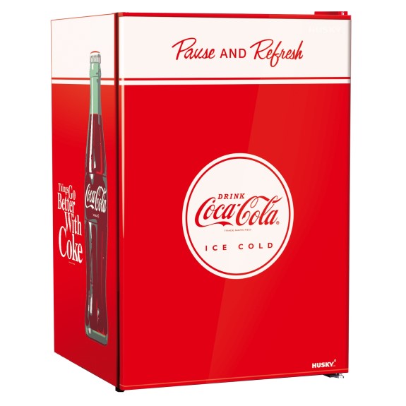Husky 130 Litre Solid Door Coca Cola Fridge - Red
