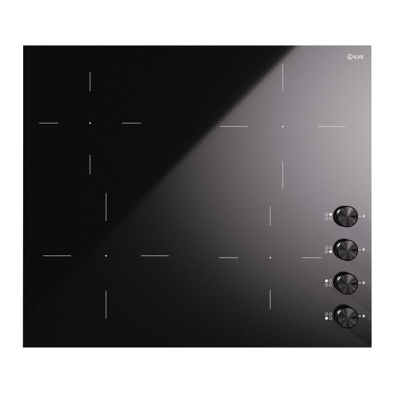 ILVE Professional 4 Zone Induction Cooktop -Blk Glass & Blk Knobs 60CM