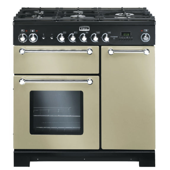 Falcon 90cm Kitchener Dual Fuel Cooker - Cream/Chrome
