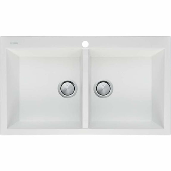 Oliveri Santorini Double Bowl Topmount Sink - White
