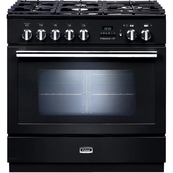 Falcon 90cm Professional+ 5 Burner Dual Fuel Pyrolytic Cooker - Black/Chrome