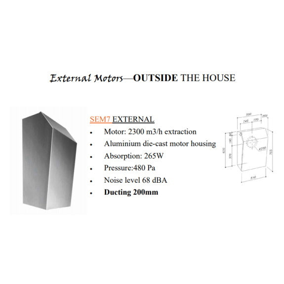 Sirius 118cm Valentina Downdraft Rangehood with SEM7 Motor - Stainless Steel