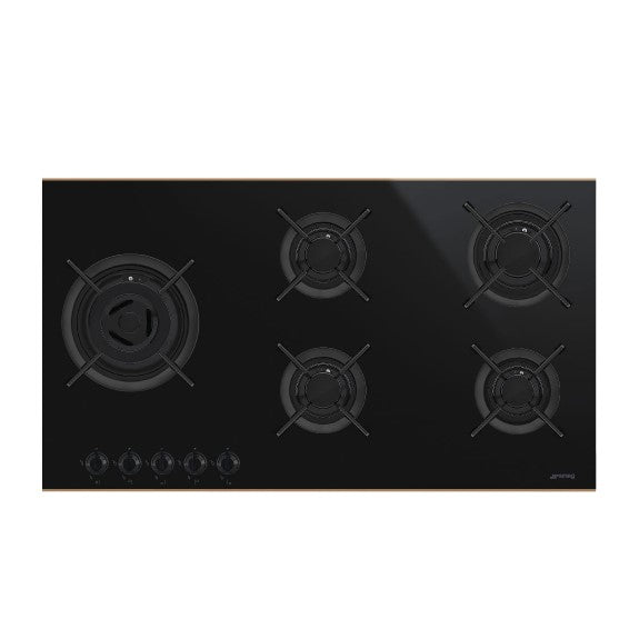 Smeg 90cm 5 Burner Gas Cooktop - Black/Copper (Dolce Stil Novo)