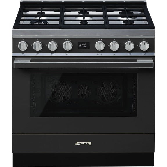 Smeg 90cm Portofino Freestanding Dual Fuel Cooker - Anthracite