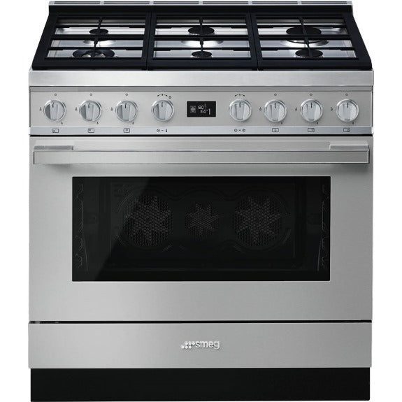 Smeg 90cm Portofino Dual Fuel Pyrolytic Cooker - Stainless Steel