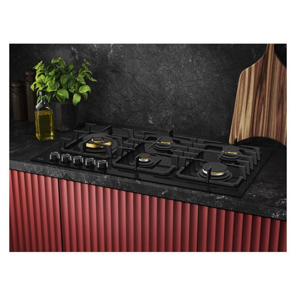 AEG 90cm 5 Burner Ceramic Glass Gas Cooktop with Wok Burner