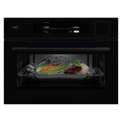 AEG 60cm Built-In Compact Steam Oven with 24 Functions - Black