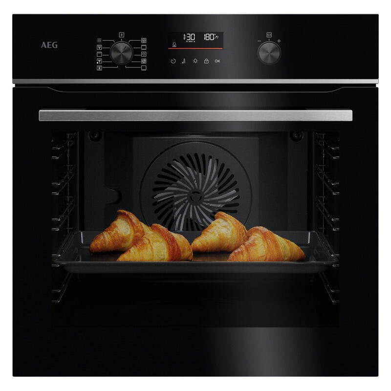 AEG 60cm Pyrolytic Oven with SteamBake (5000 Series) - Black w/ Stainless Steel Trim