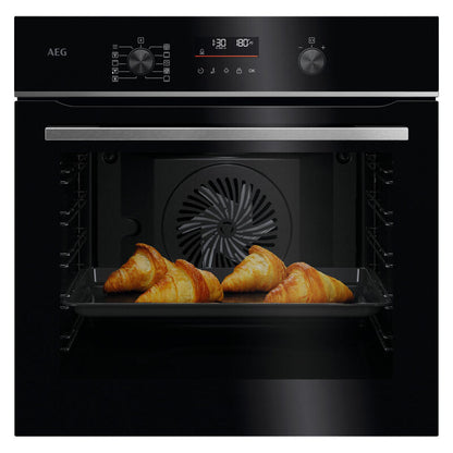 AEG 60cm Pyrolytic Oven with SteamBake (5000 Series) - Black w/ Stainless Steel Trim