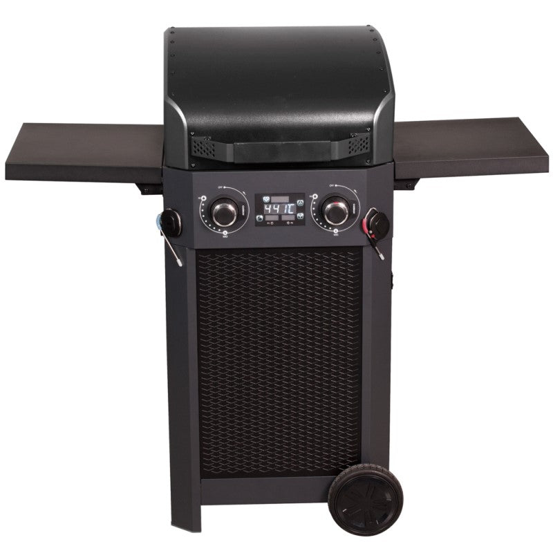 Artusi 240v Electric 2 Burner BBQ with Folding Shelves and Cabinet