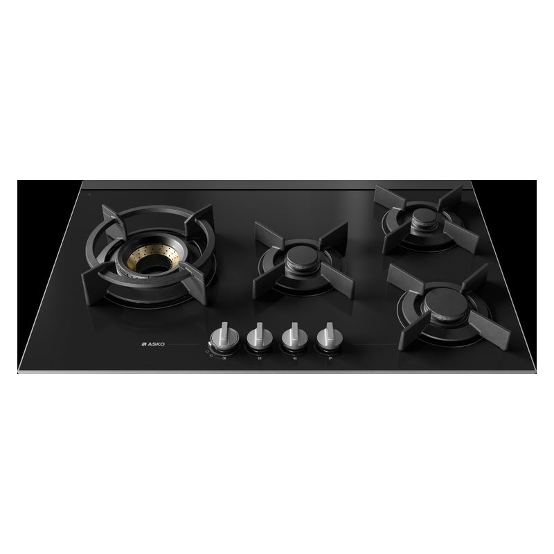 ASKO 80cm Gas on Glass Ceramic Cooktop - Black