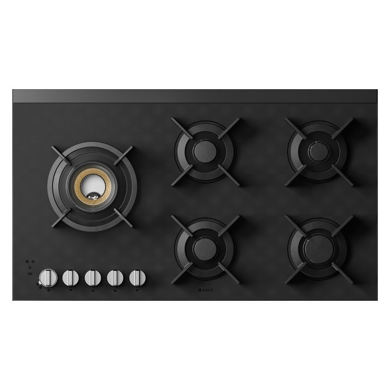 ASKO 90cm 5 Burner Volcano Gas Cooktop - Black