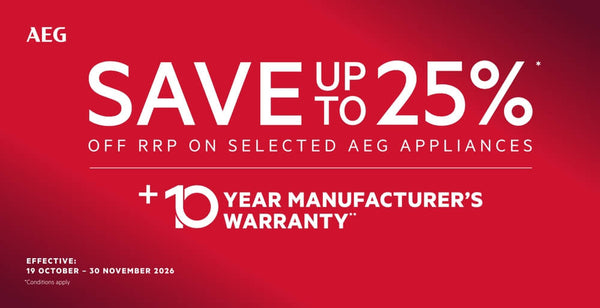 Save up to 25% on Select AEG Appliances + 10 Year Warranty