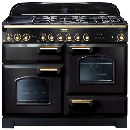 Falcon 110cm Classic Deluxe 5 Burner Dual Fuel Cooker - Black/Brass
