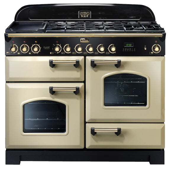 Falcon 110cm Classic Deluxe Dual Fuel Cooker - Cream/Brass