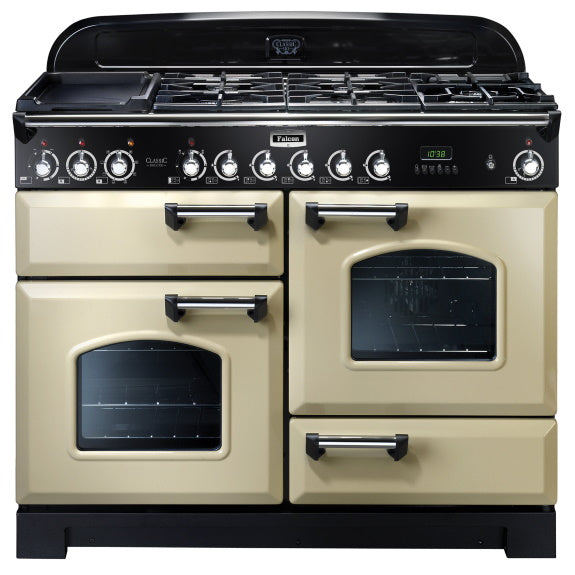 Falcon 110cm Classic Deluxe Dual Fuel Cooker - Cream/Chrome