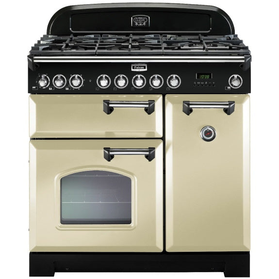 Falcon 90cm Classic Deluxe Dual Fuel Cooker - Cream/Chrome