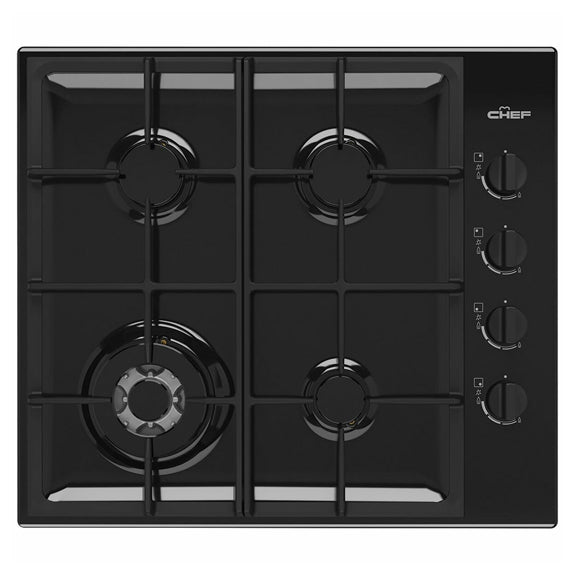 Chef 60cm Gas Cooktop - Black