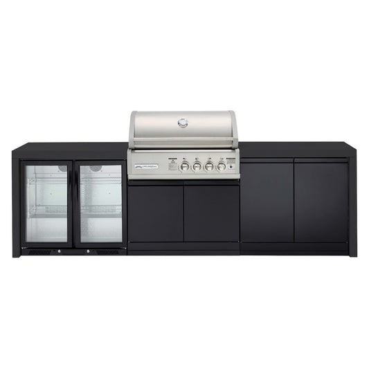 Crossray Premium 4B Outdoor Kitchens  with 2 Door Fridge - Black
