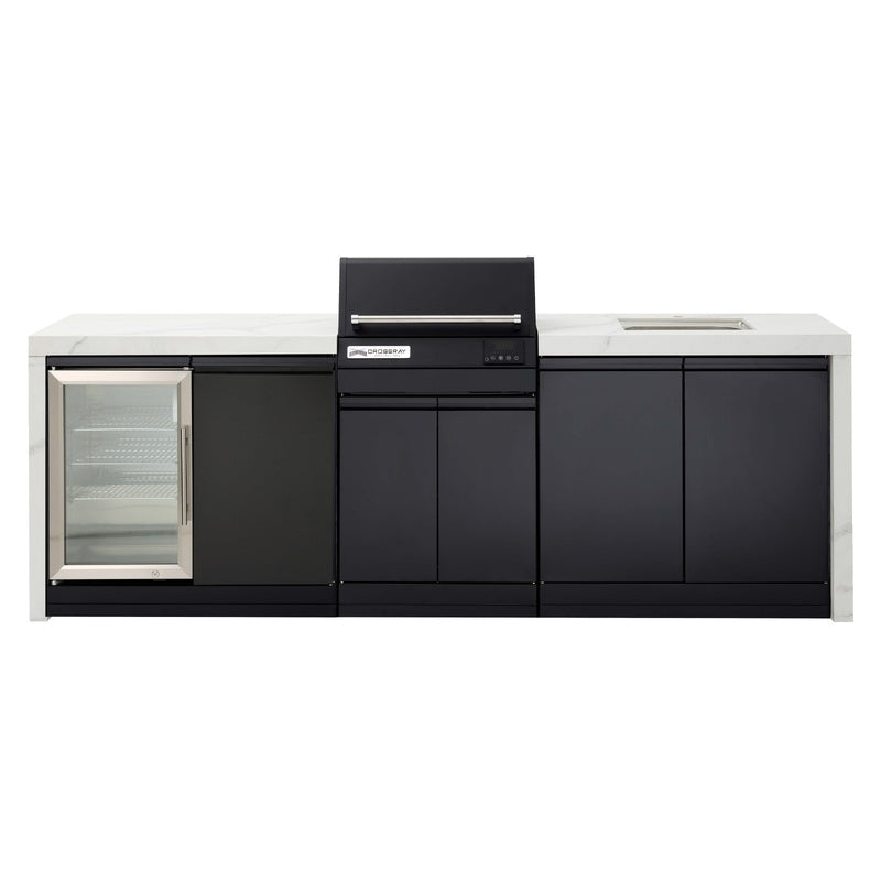 Crossray eXtreme Electric Outdoor Kitchen with 1 Door Fridge and Sink - White