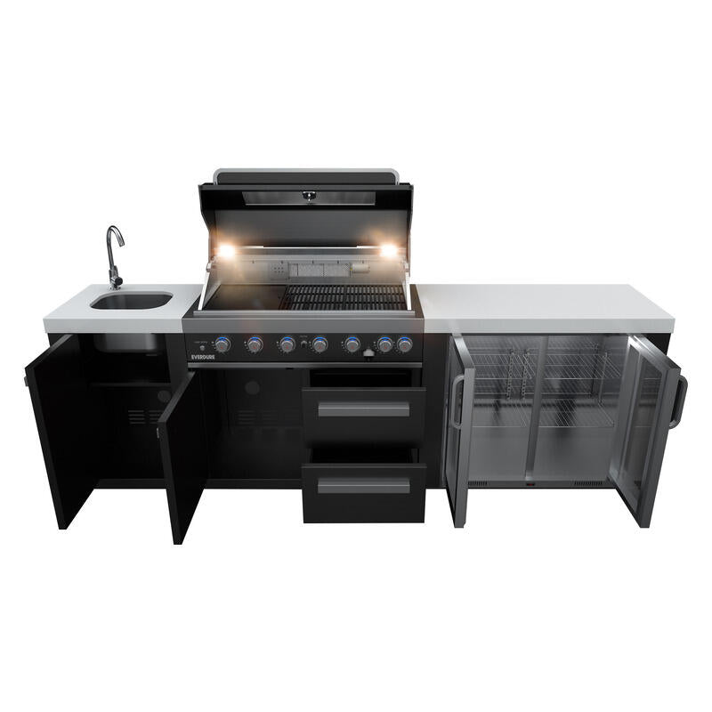 Everdure Oasis Outdoor Kitchen 6 Burner Sink with Tropical Beverage Cooler