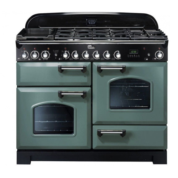 Falcon 110cm Classic Deluxe Dual Fuel Cooker - Mineral Green/Chrome