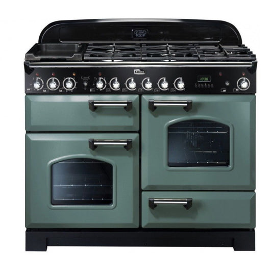 Falcon 110cm Classic Deluxe Dual Fuel Cooker - Mineral Green/Chrome