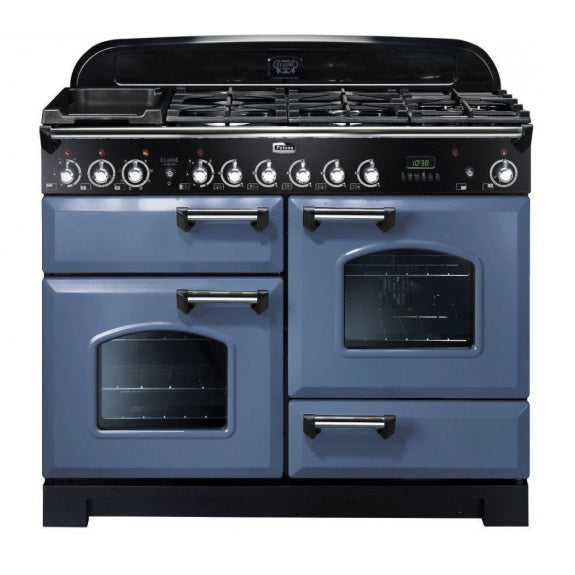 Falcon 110cm Classic Deluxe Dual Fuel Cooker - Stone Blue/Chrome