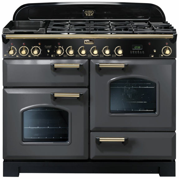 Falcon 110cm Classic Deluxe  Dual Fuel Cooker - Slate/Brass