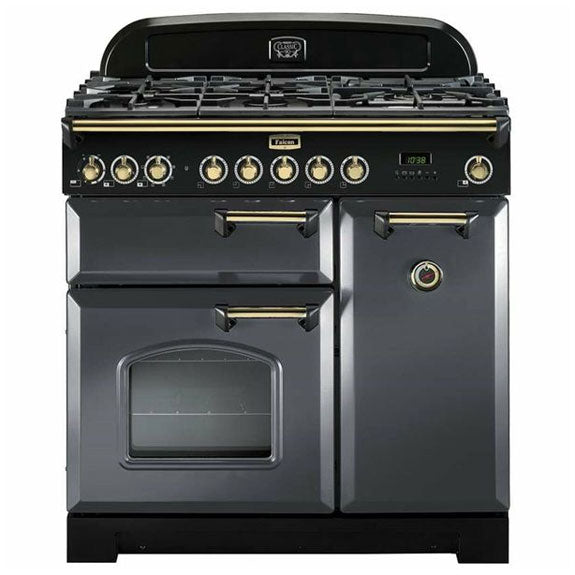Falcon 90cm Classic Deluxe Dual Fuel Cooker - Slate/Brass