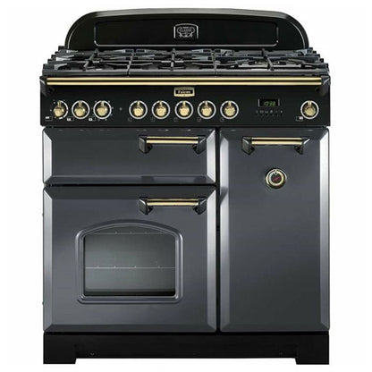 Falcon 90cm Classic Deluxe Dual Fuel Cooker - Slate/Brass