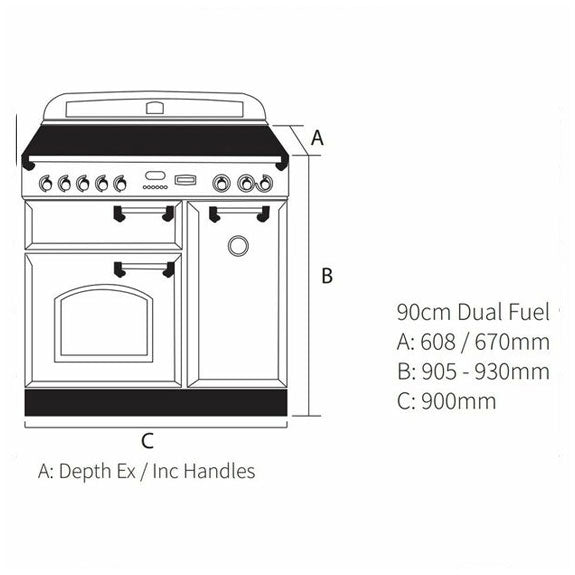 Falcon 90cm Classic Deluxe Dual Fuel Cooker - Slate/Brass