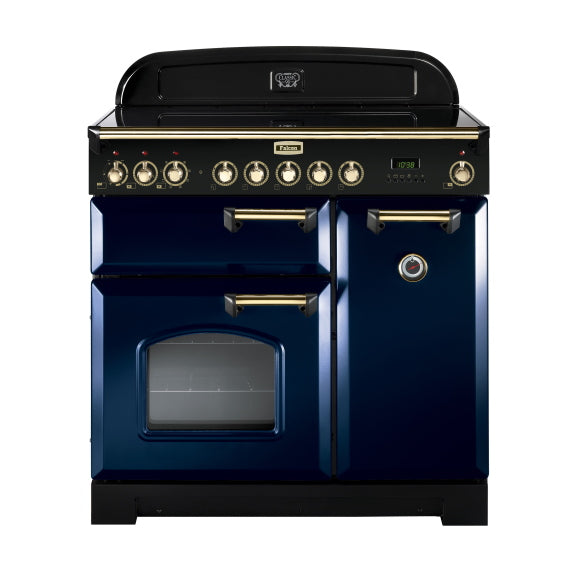 Falcon 90cm Classic Induction Range Cooker - Royal Blue/Brass
