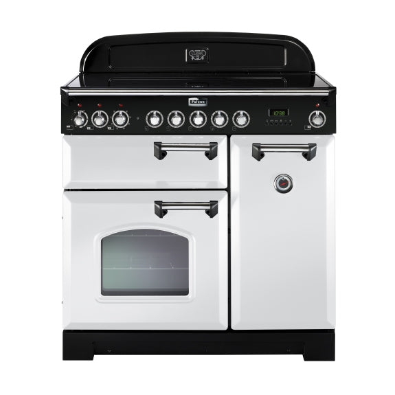 Falcon 90cm Classic Deluxe Induction Range Cooker - White Chrome