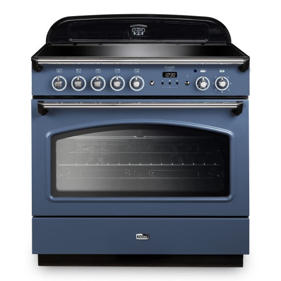 Falcon 90cm Classic Induction Range Cooker - Stone Blue & Chrome