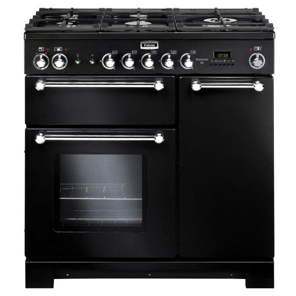 Falcon 90cm Kitchener Dual Fuel Freestanding Cooker - Black