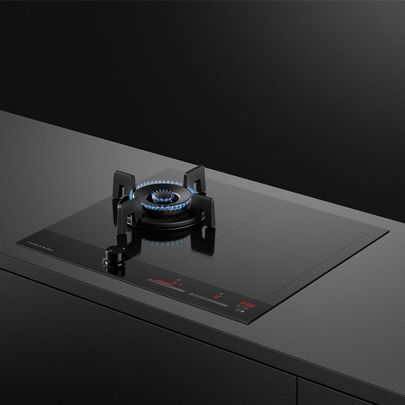 Fisher & Paykel 60cm Series 9 1 Burner + 2 Zone Hybrid Cooktop, 2 SmartZones, Natural Gas