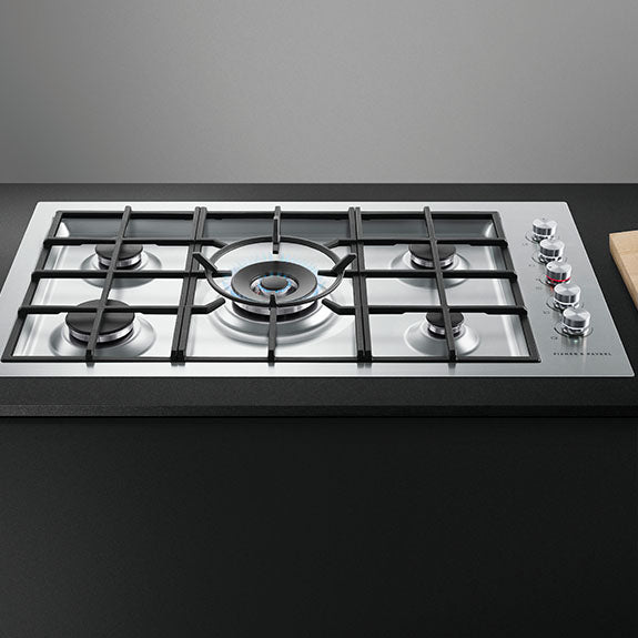 Fisher & Paykel 90cm Series 9 5 Burner Gas Cooktop, Flush Fit, Natural Gas